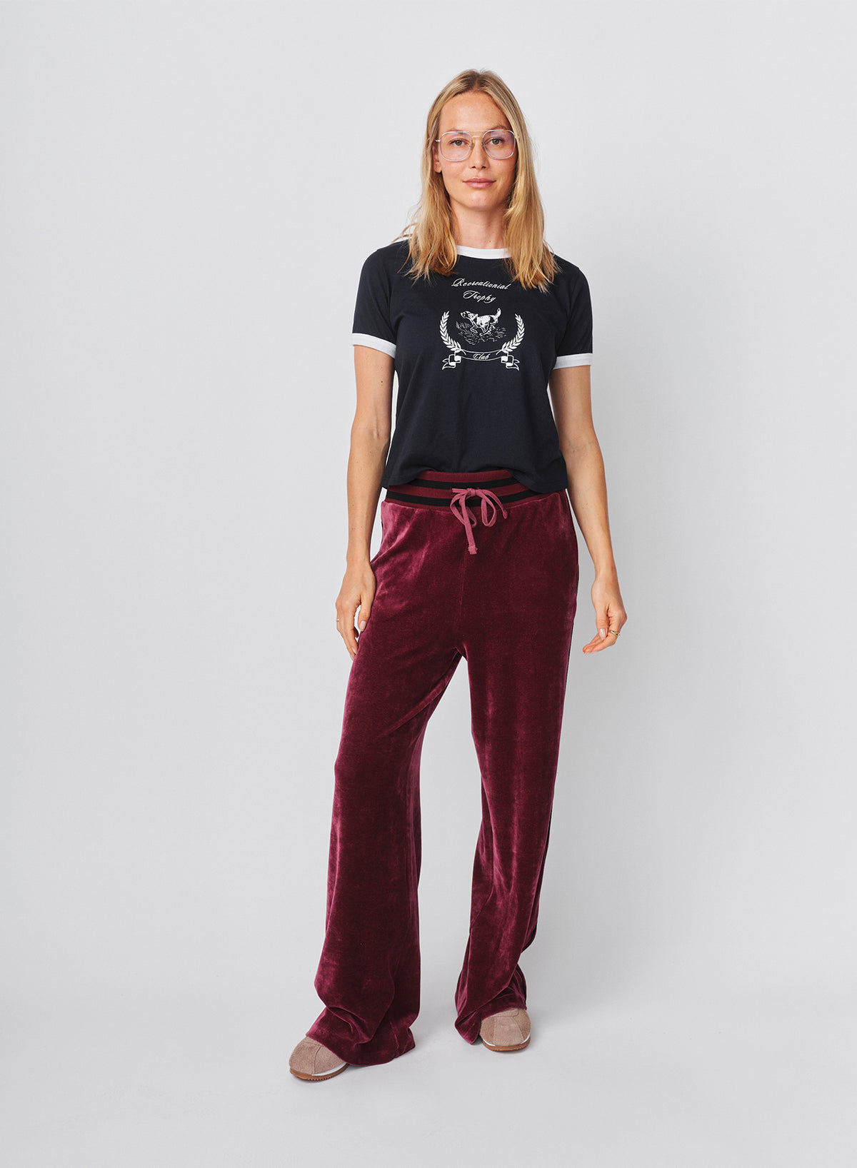 Sundry Trophy Club Ringer Boxy Crew Tee in Deep Navy