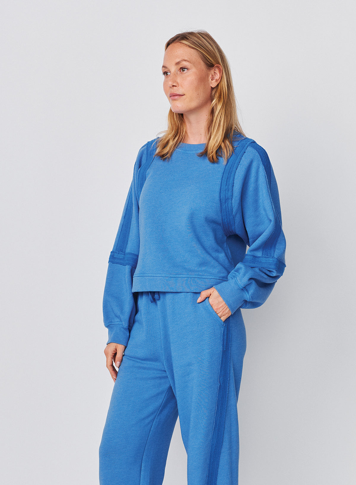Sundry Raw Seamed Sweatshirt in Blue Ice