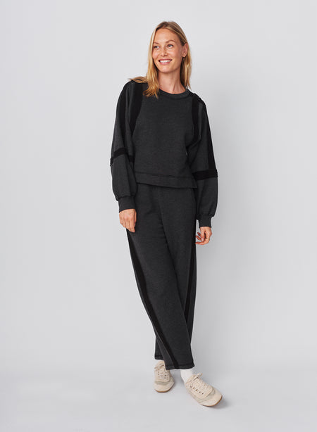 Sundry Raw Seamed Sweatshirt in Washed Black