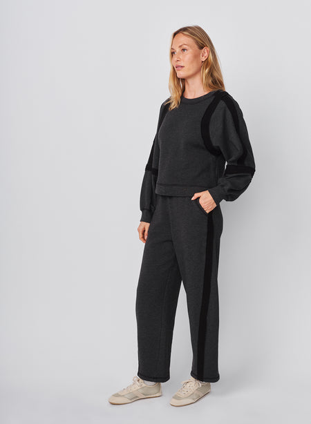 Sundry Raw Seamed Sweatshirt in Washed Black