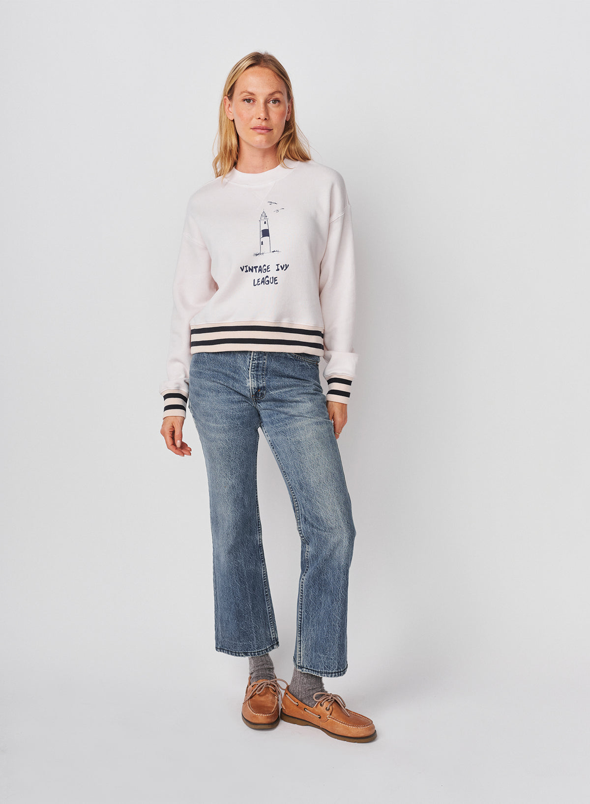 Sundry Vintage Ivy League Athletic Sweatshirt in Oyster