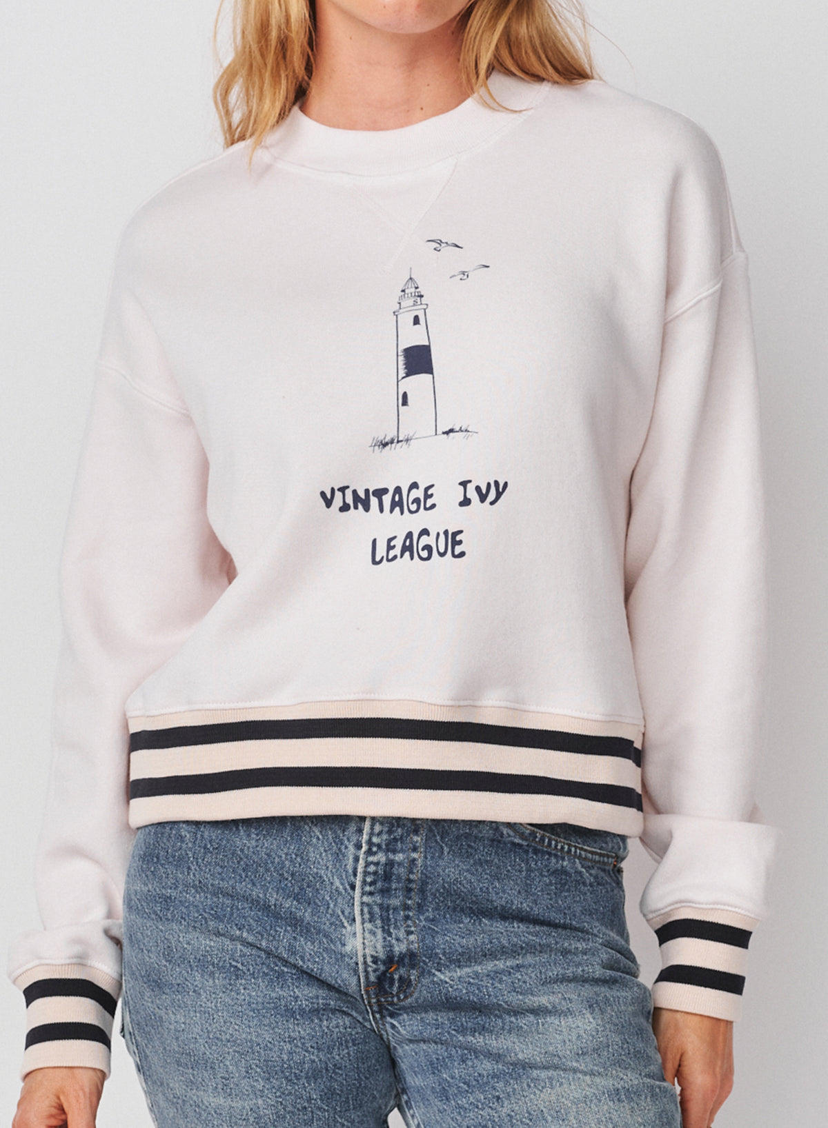 Sundry Vintage Ivy League Athletic Sweatshirt in Oyster