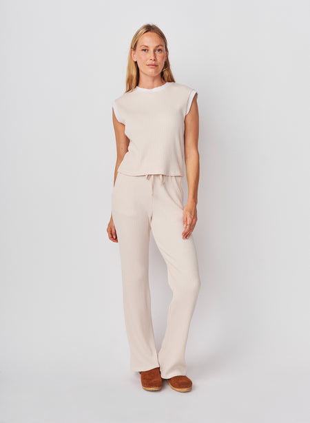 Sundry Cropped Muscle Tank in Oyster