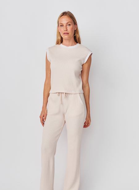Sundry Cropped Muscle Tank in Oyster
