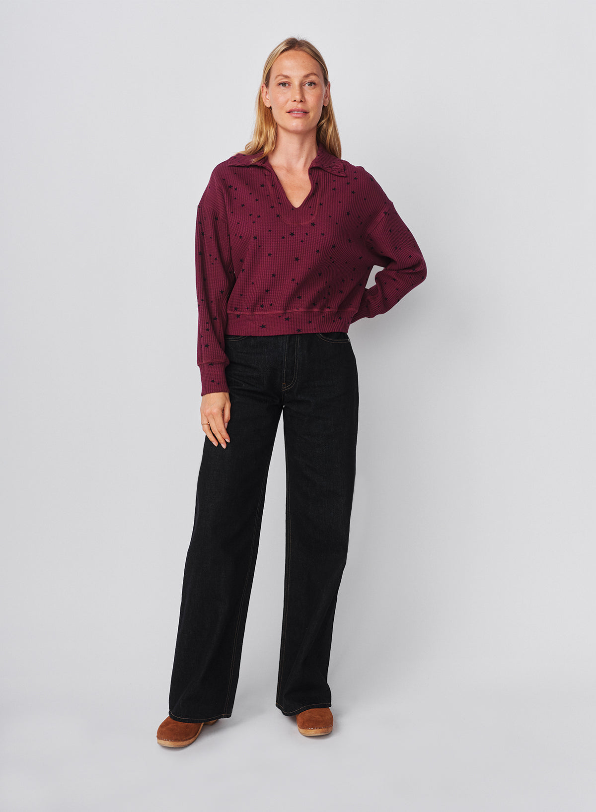 Sundry Stars Popover Polo in Mulled Wine