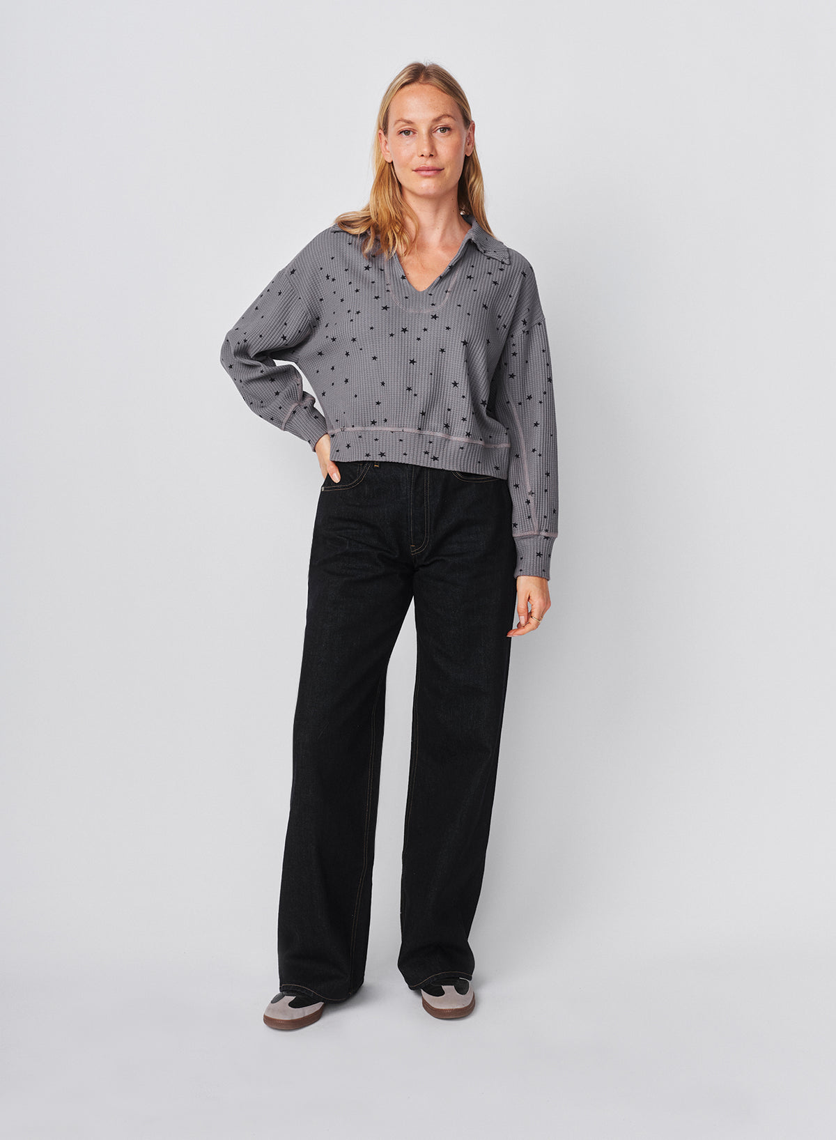 Sundry Stars Popover Polo in Steel