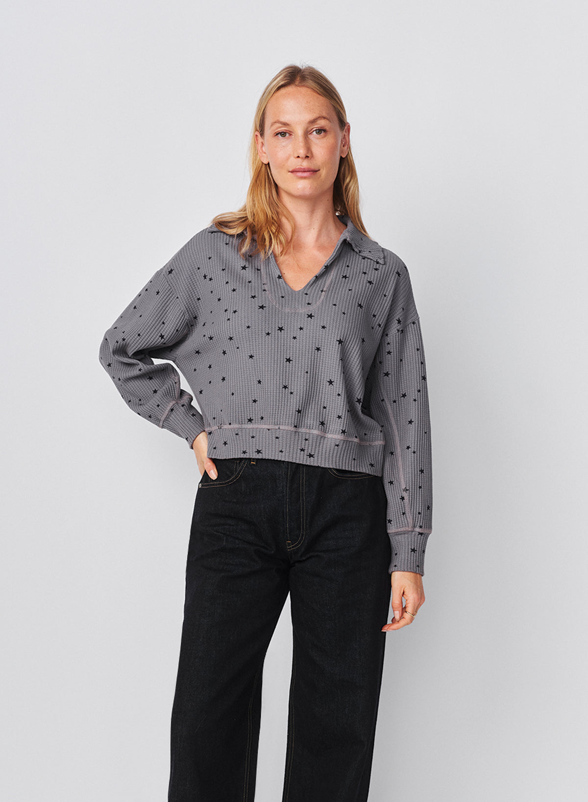Sundry Stars Popover Polo in Steel