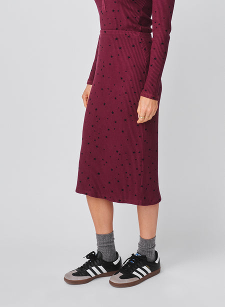 Sundry Stars Pencil Skirt in Mulled Wine