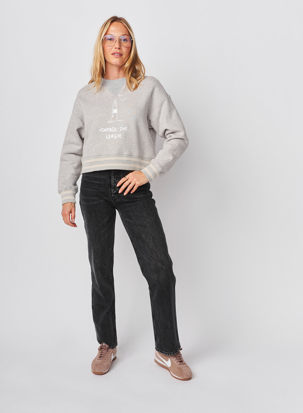 Sundry Vintage Ivy League Athletic Sweatshirt in Heather Grey