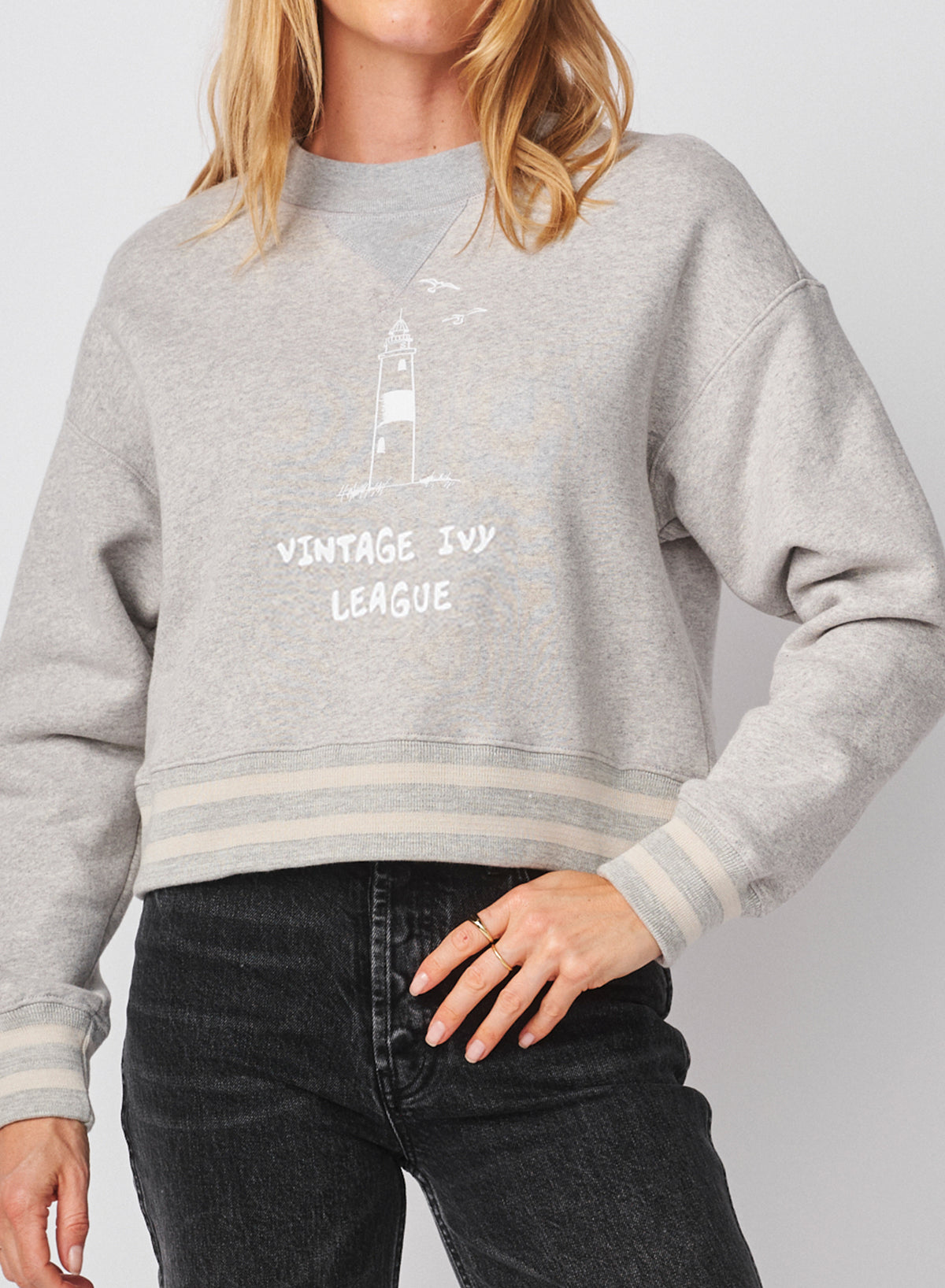 Sundry Vintage Ivy League Athletic Sweatshirt in Heather Grey