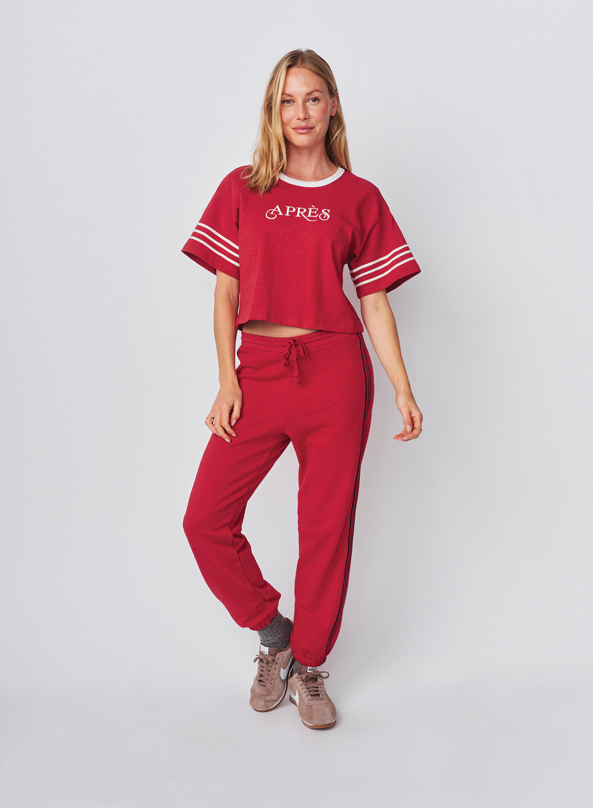 Sundry Sweatpant with Side Stripe in Vintage Red
