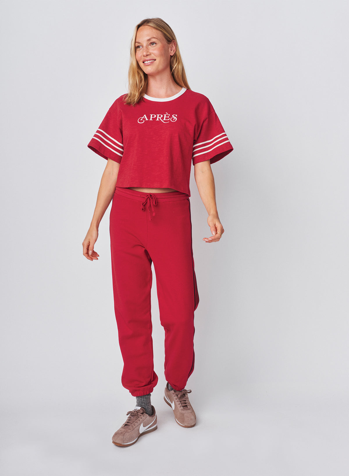 Sundry Sweatpant with Side Stripe in Vintage Red