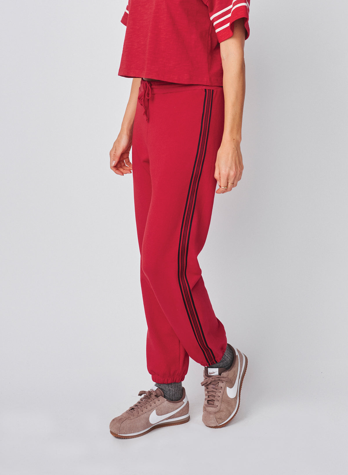 Sundry Sweatpant with Side Stripe in Vintage Red