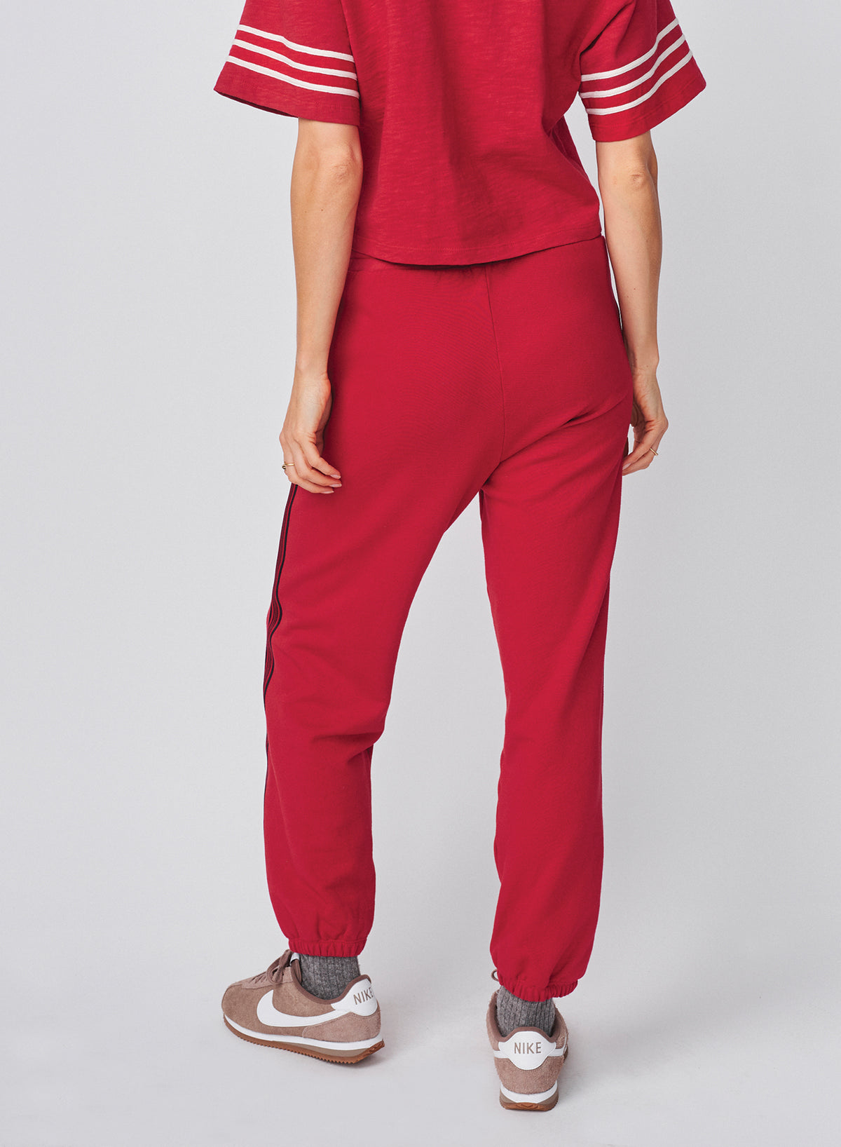 Sundry Sweatpant with Side Stripe in Vintage Red