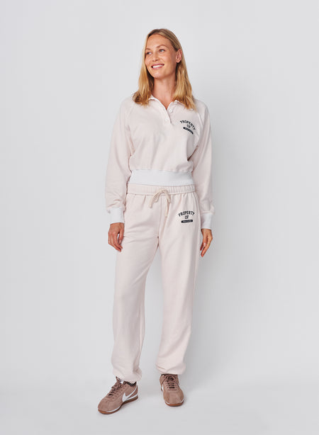 Sundry French Academy Raglan 1/2 Button Sweatshirt in Oyster