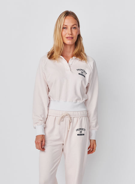 Sundry French Academy Raglan 1/2 Button Sweatshirt in Oyster