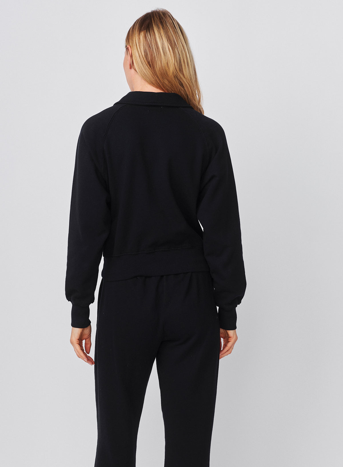 Sundry French Academy Raglan 1/2 Button Sweatshirt in Deep Navy