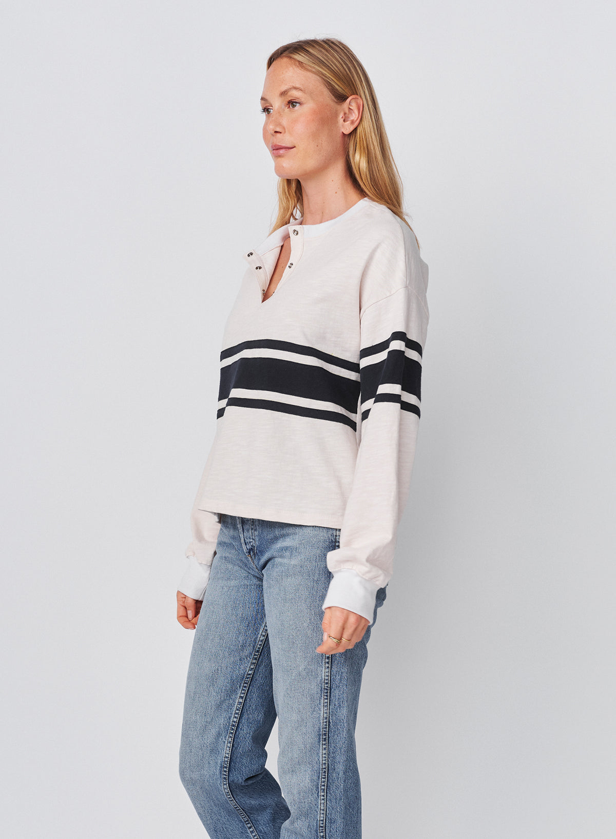 Sundry Heavy Rugby Jersey Henley in Oyster