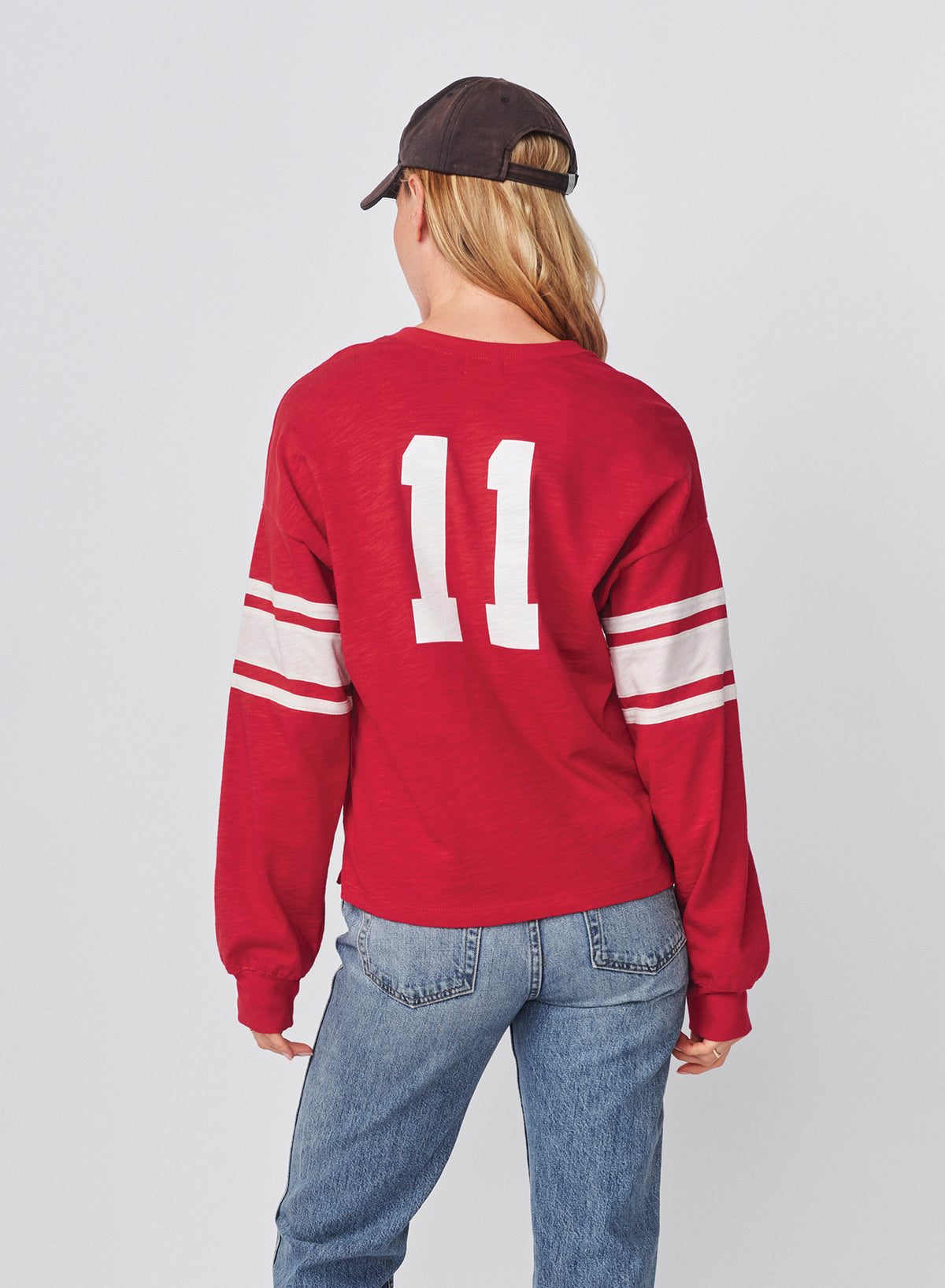 Sundry Heavy Rugby Jersey Henley in Vintage Red