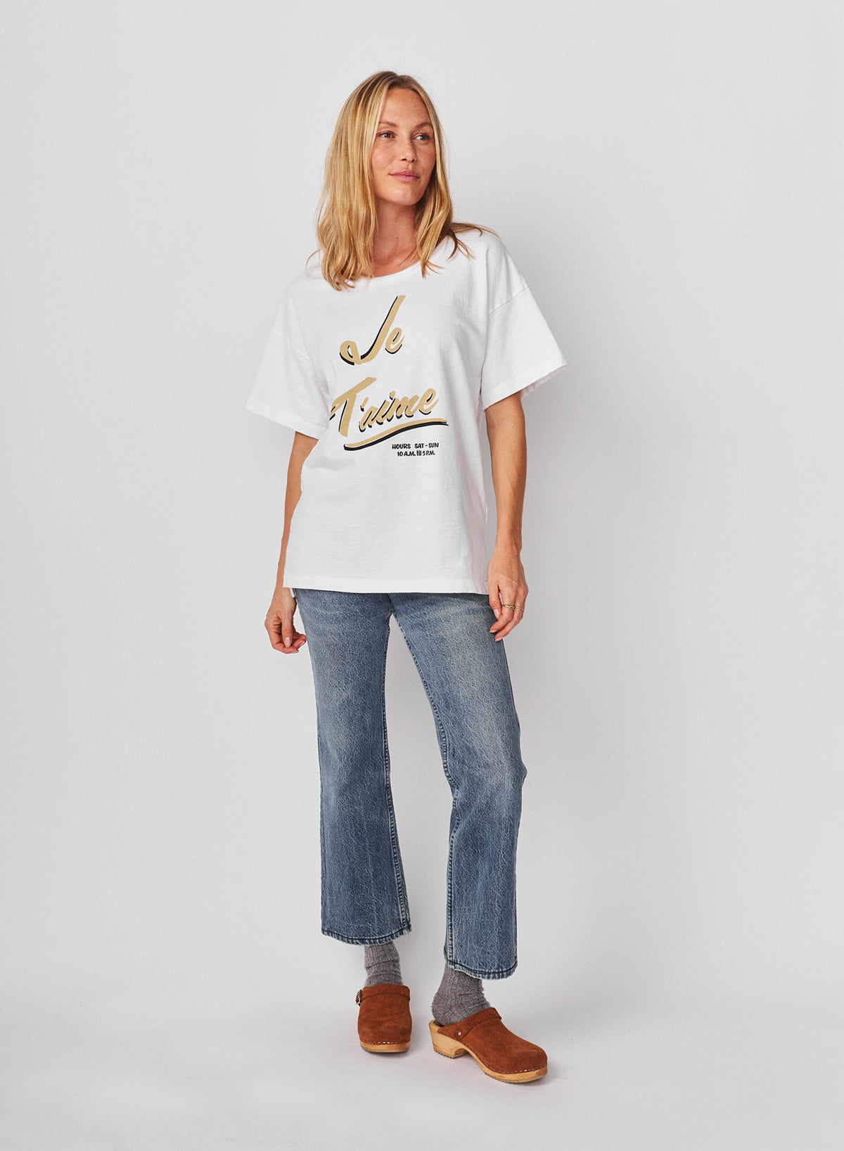Sundry Je T'aime Athletic Tee in Optic White