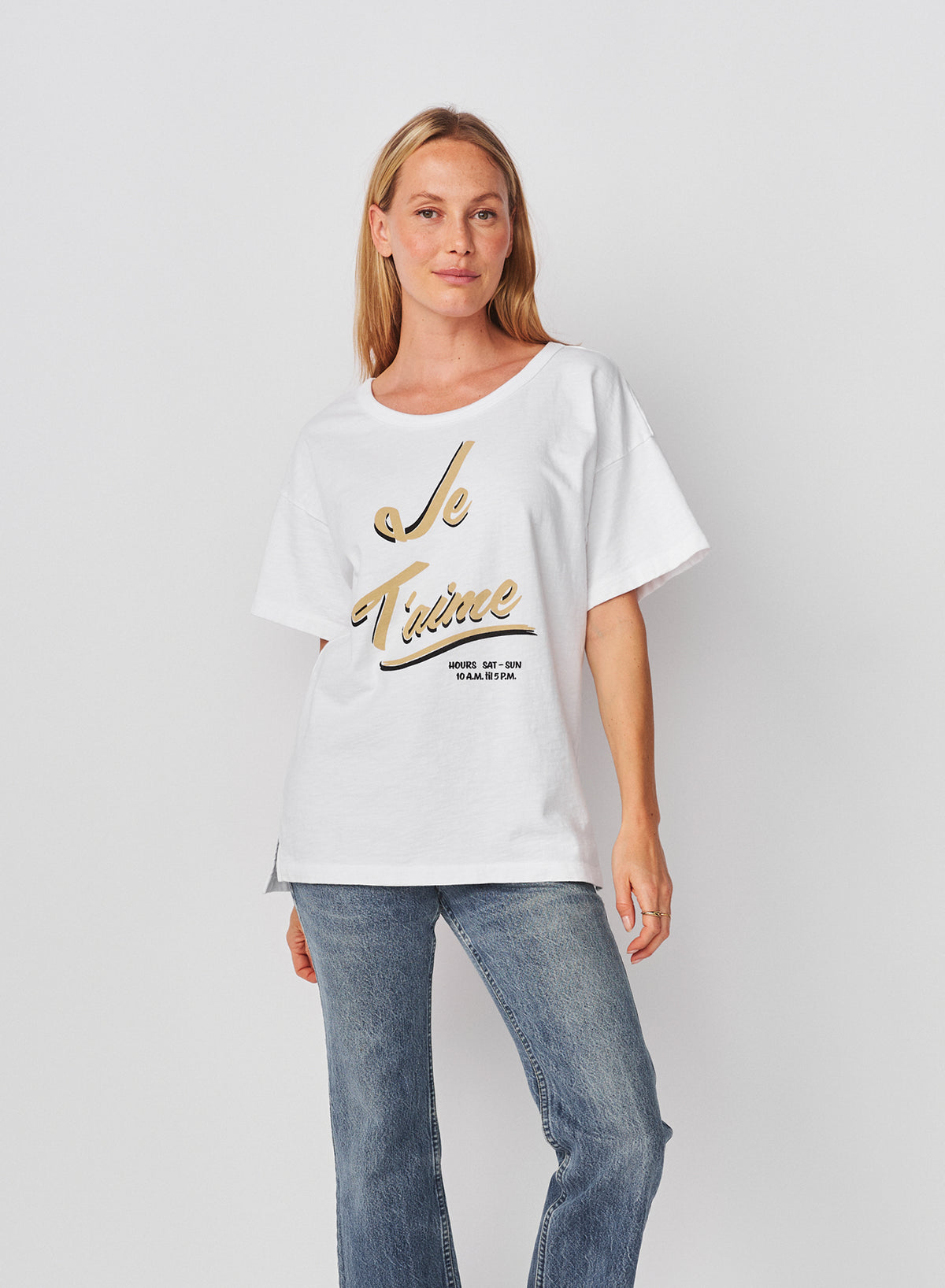 Sundry Je T'aime Athletic Tee in Optic White