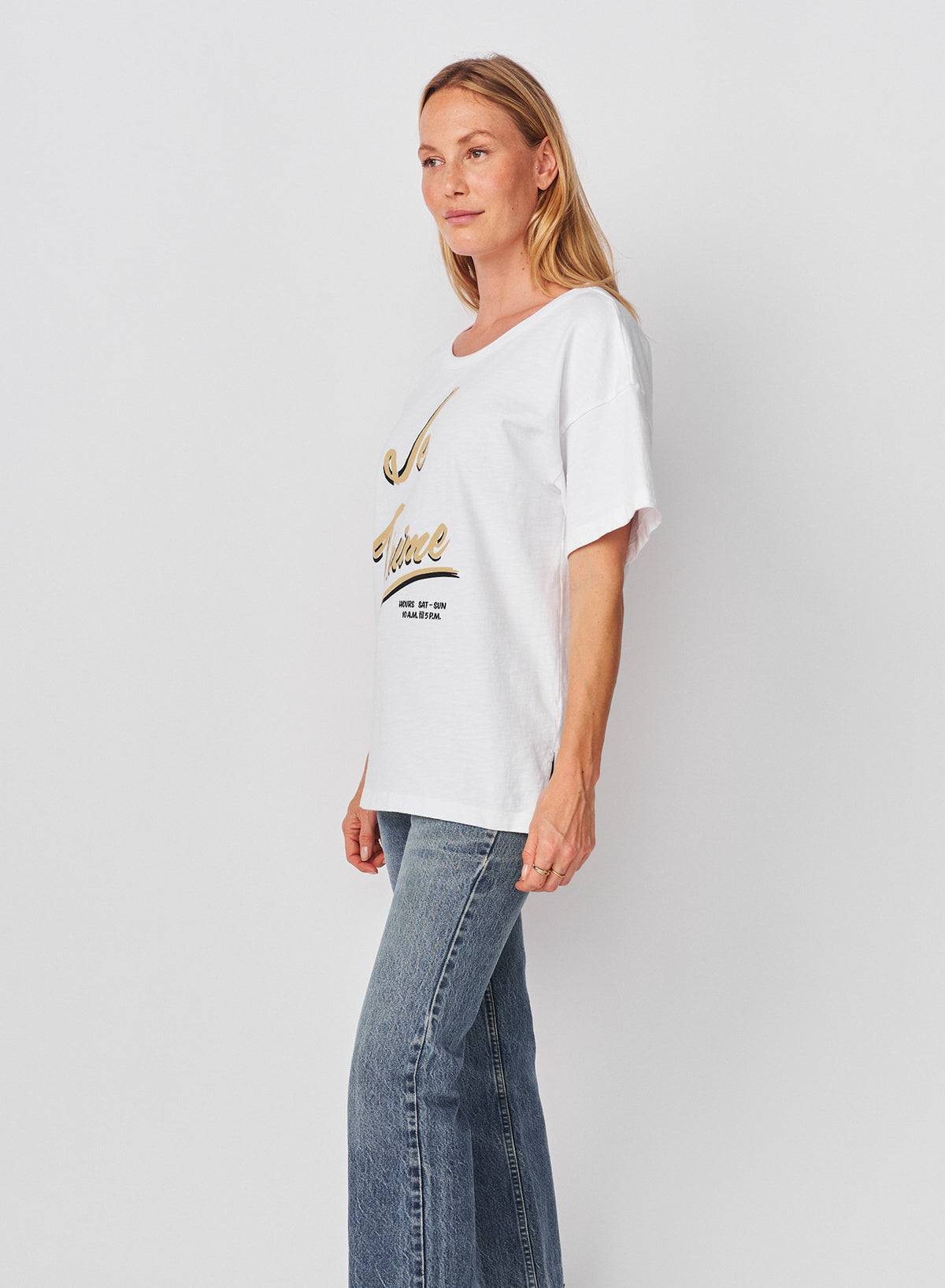 Sundry Je T'aime Athletic Tee in Optic White