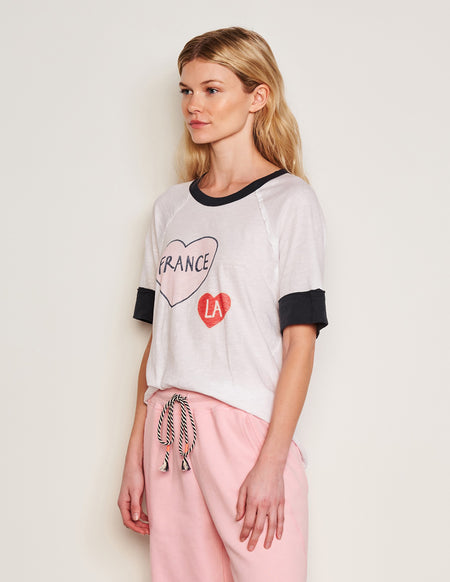 Sundry France LA Boyfriend Tee in Optic White-3/4 front view