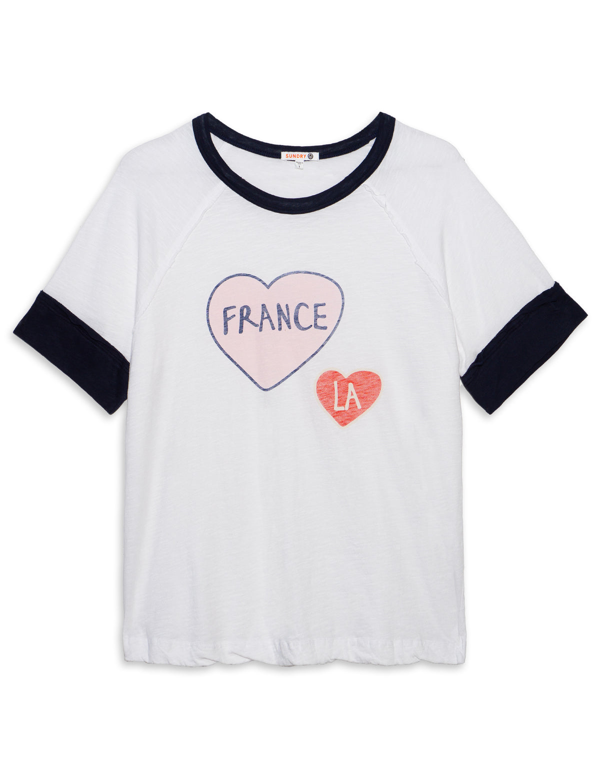 Sundry France LA Boyfriend Tee in Optic White-flat lay
