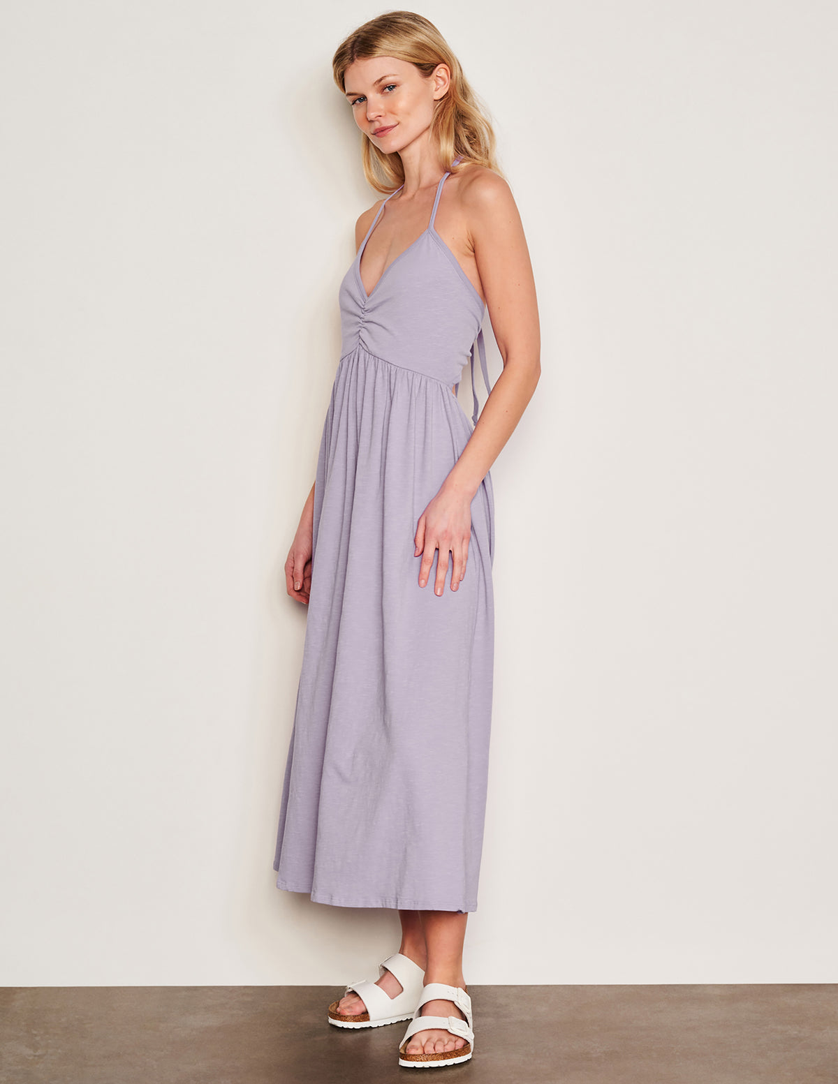 Sundry Tie Back Dress in Dark Lavender-side view