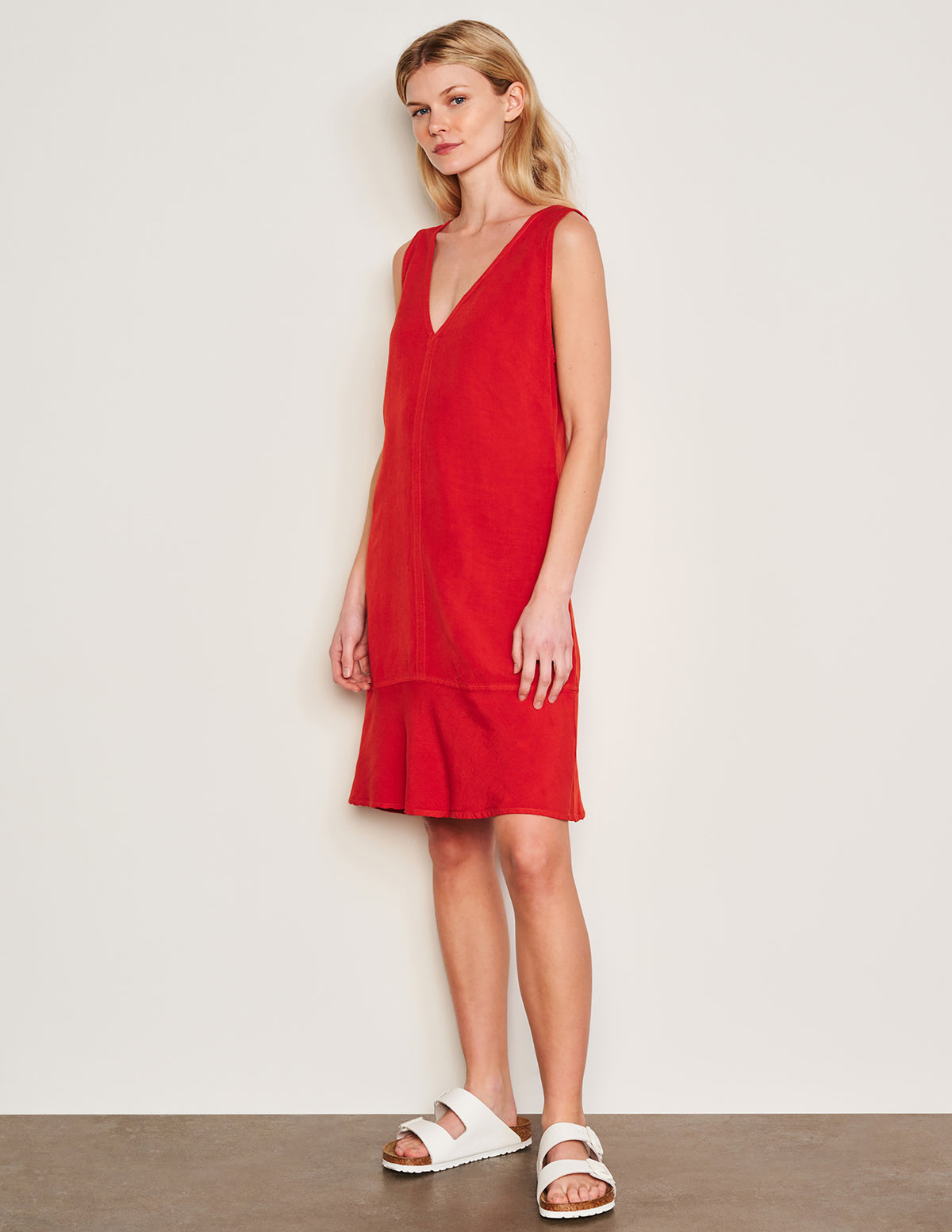 Sundry Short Shift Dress in Burnt Red-side view