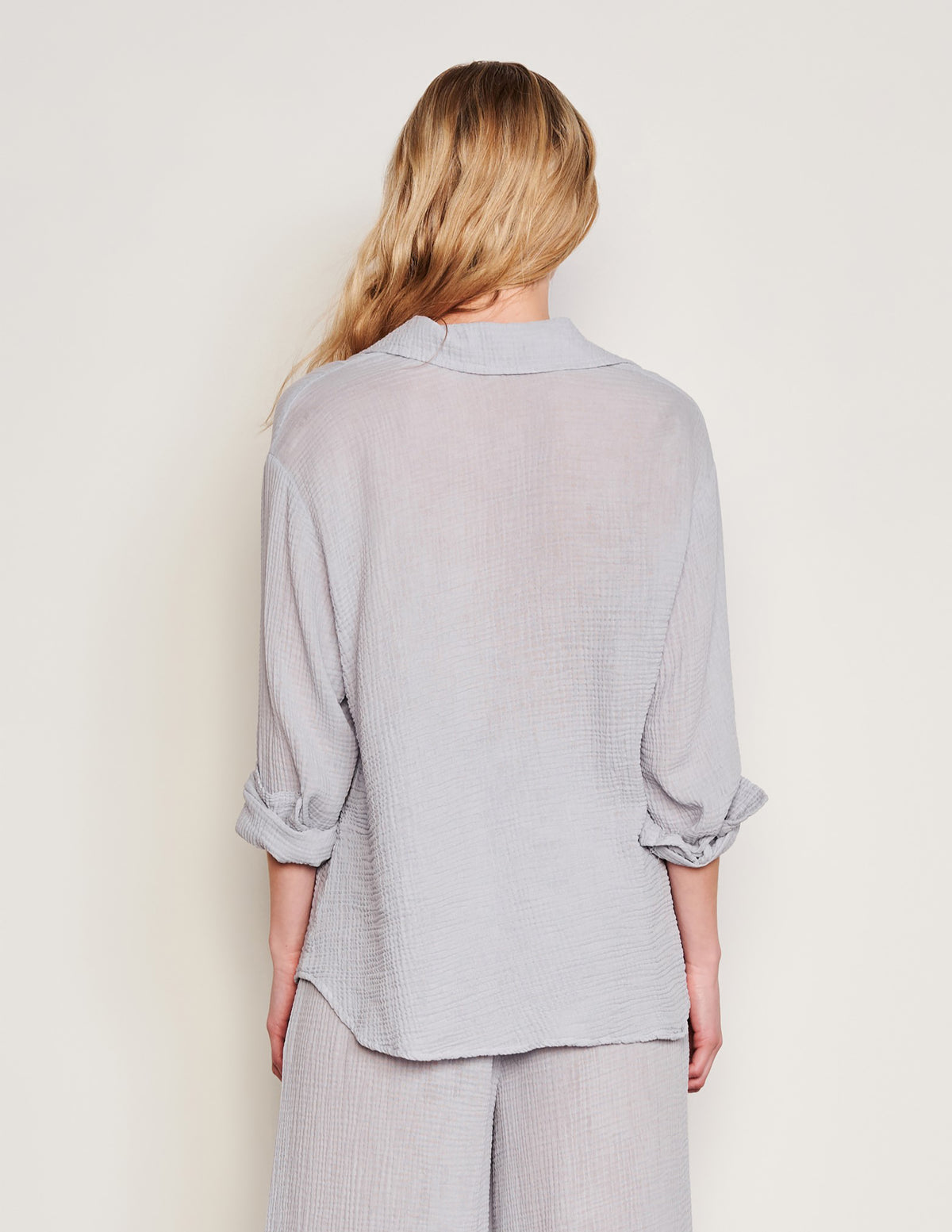 Sundry Classic Shirt in Blue Linen-back
