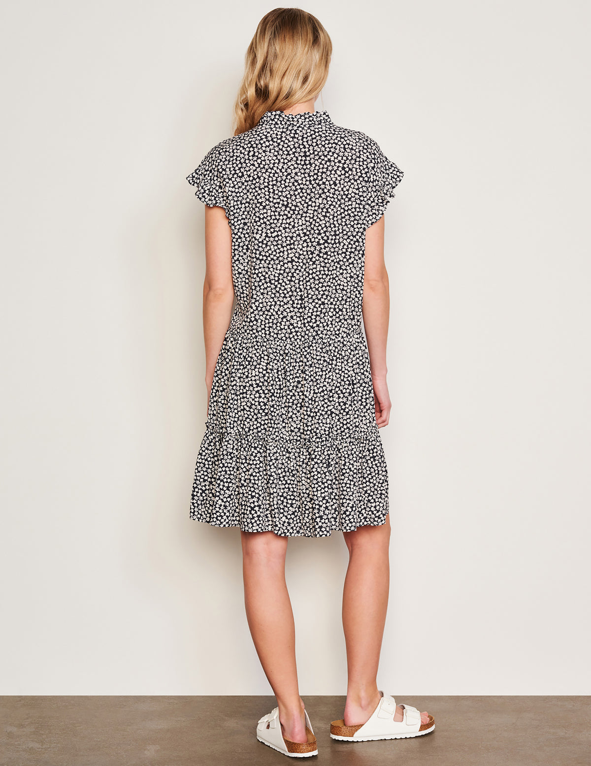 Sundry Clover Short Femme Dress in Optic White-back view