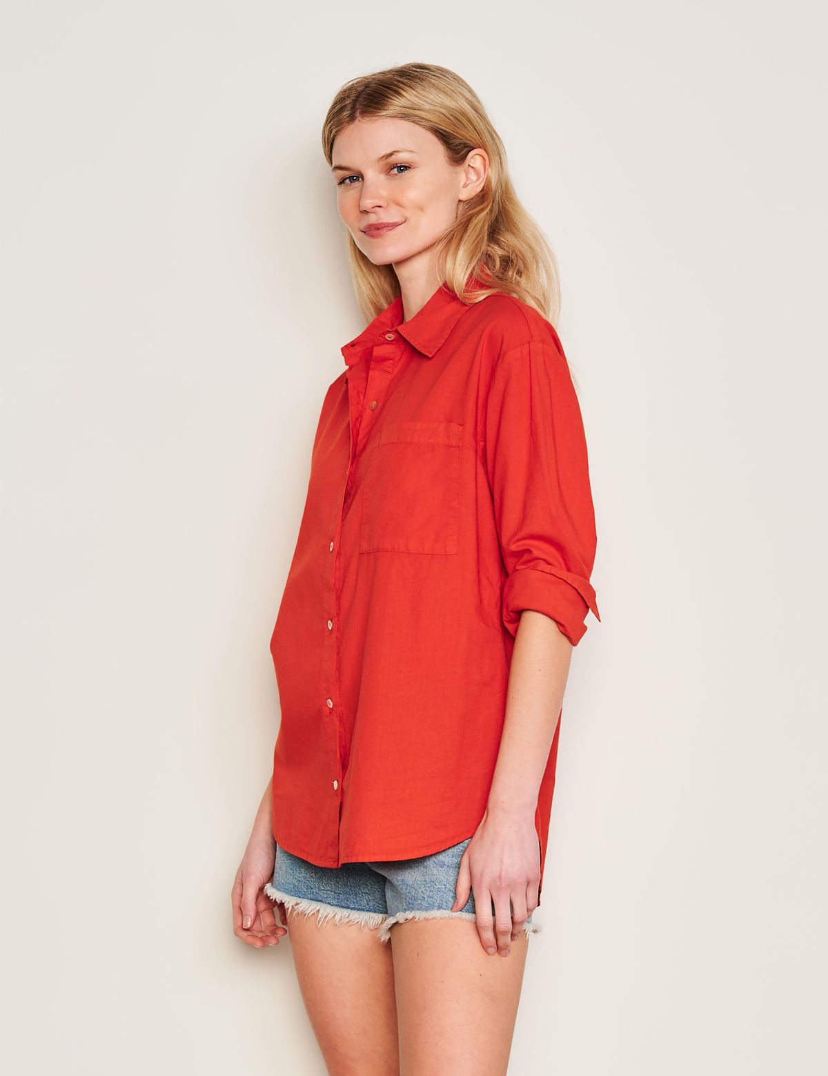 Sundry Classic Shirt in Burnt Red-side