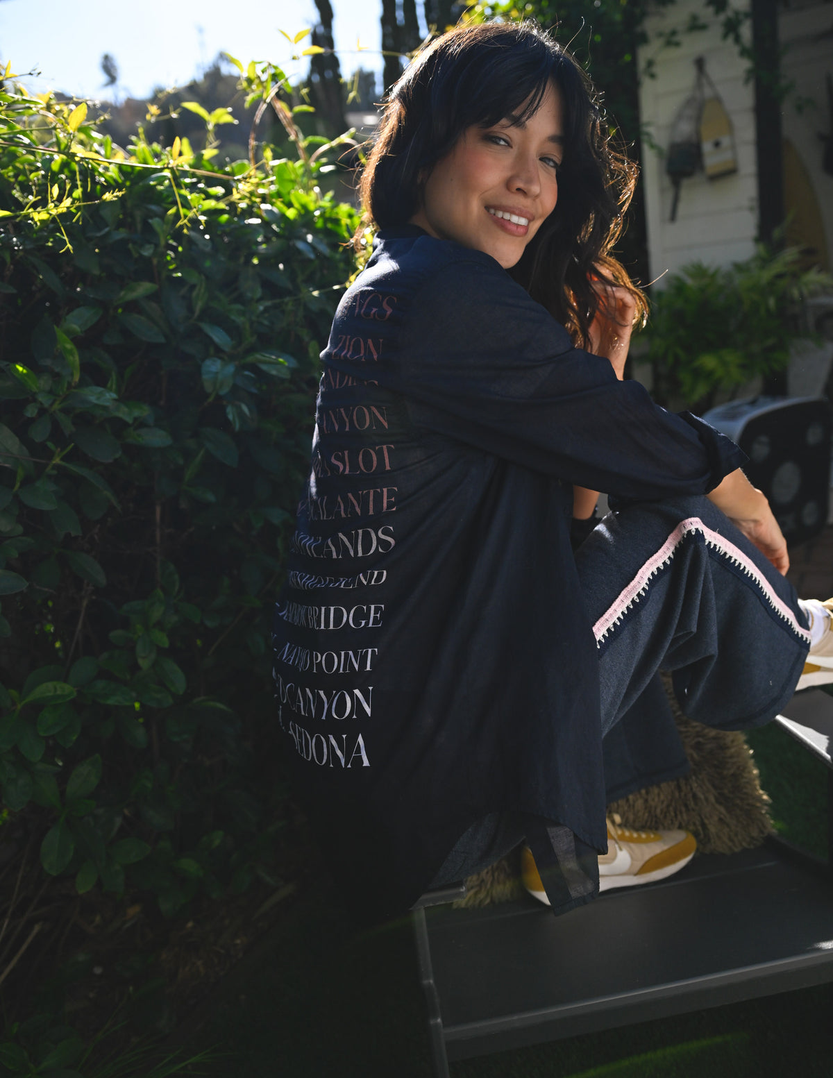 Sundry Desert Oversized Destinations Shirt in Deep Navy