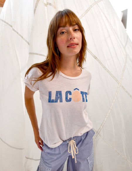 Sundry La Cote Rolled Sleeve Tee in Oyster