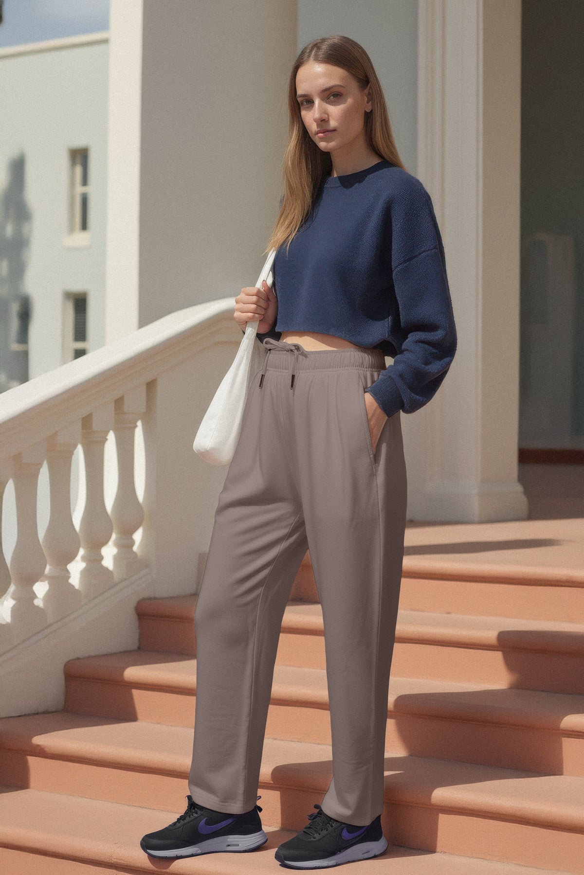 Sundry Softest Fleece Straight Leg Sweatpant in Latte