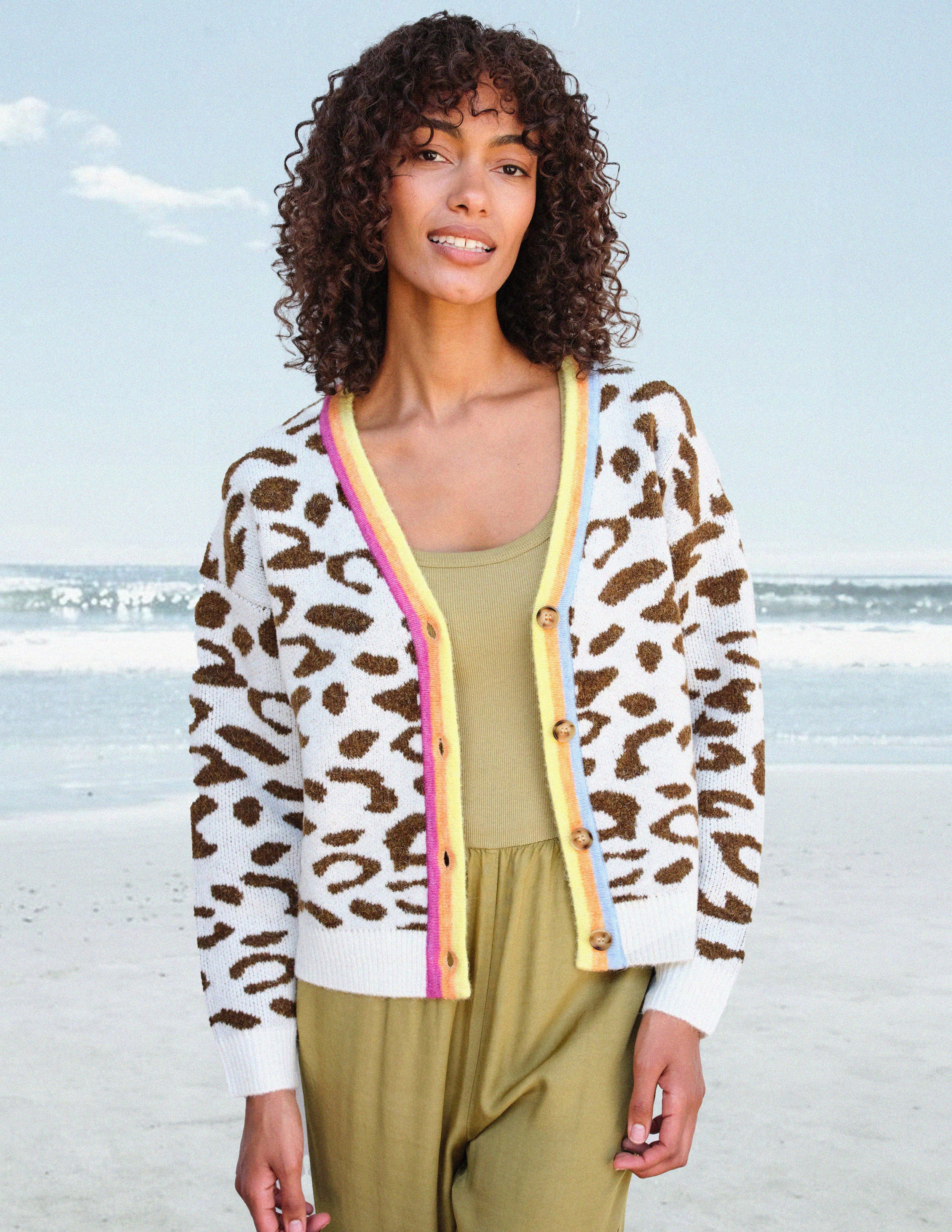 Womens long leopard outlet print cardigan