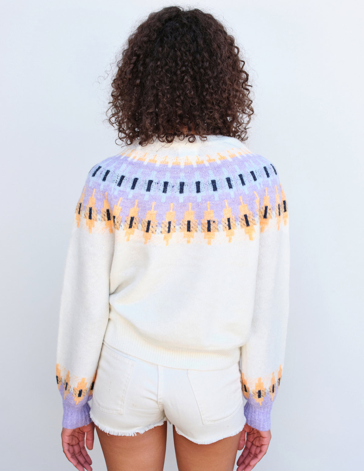 Sundry FairIsle Crew Sweater in Cream-back