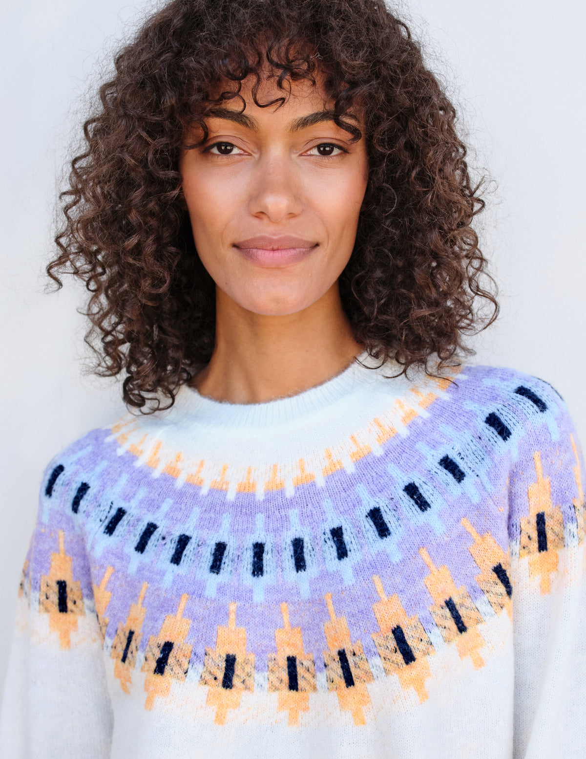 Sundry FairIsle Crew Sweater in Cream-close up 