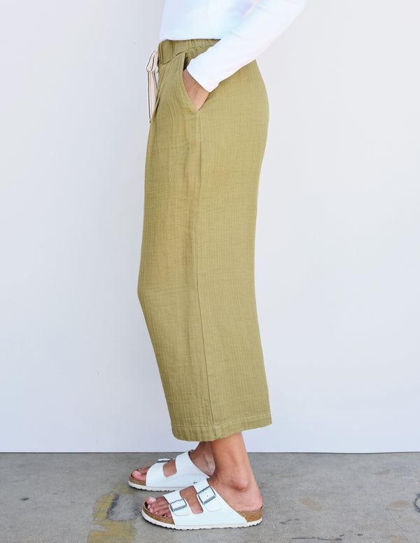 wide leg cropped olive pants, ankle length culottes, classic ivory ribbed  light sweater with button shoulder detail, ti…