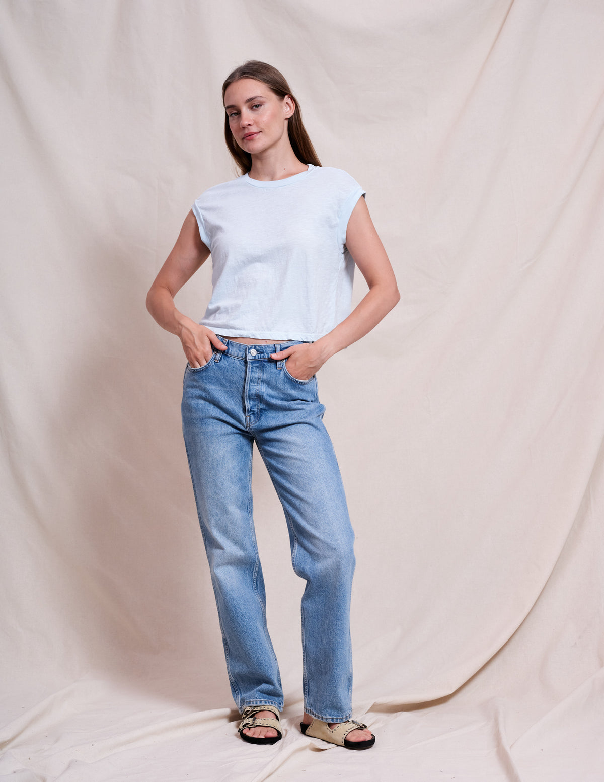 Sundry Muscle Tank in Icicle