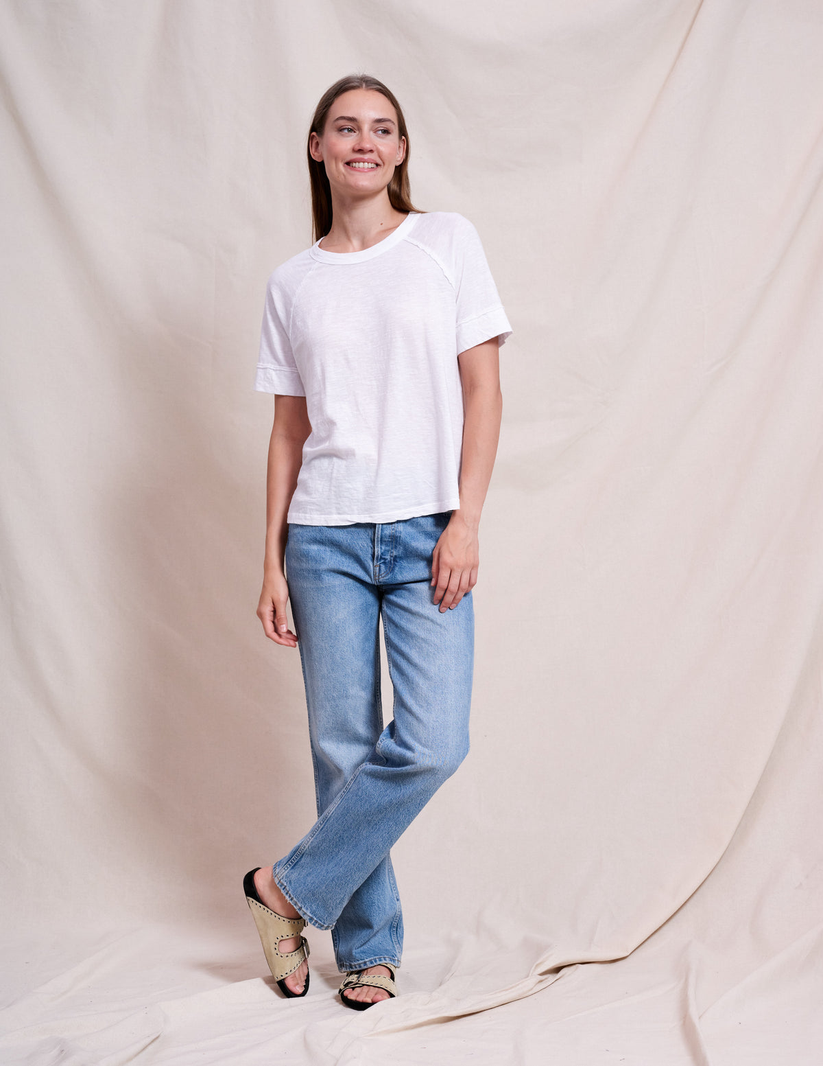 Sundry Boyfriend Tee in Optic White