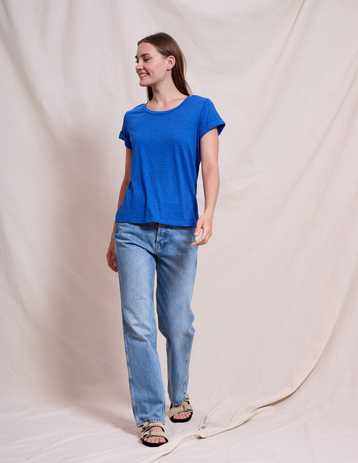 Sundry Rolled Sleeve Tee in Ocean