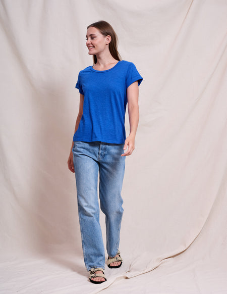 Sundry Rolled Sleeve Tee in Ocean