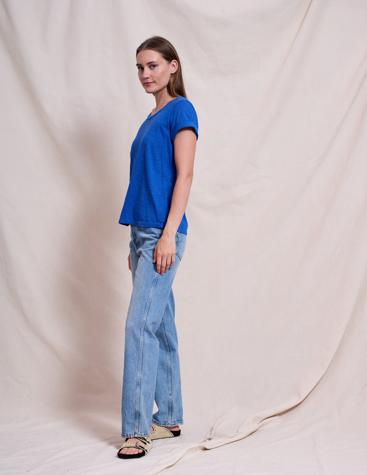 Sundry Rolled Sleeve Tee in Ocean