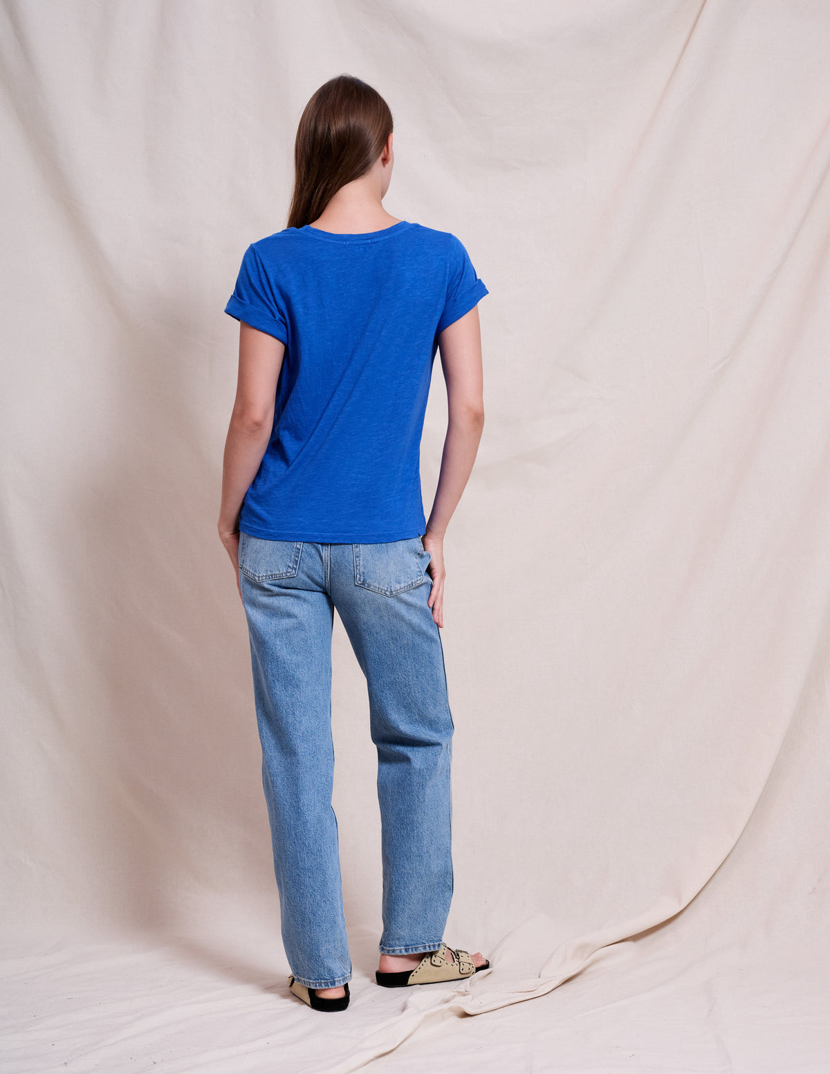 Sundry Rolled Sleeve Tee in Ocean