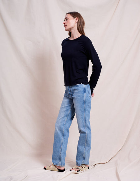 Sundry Long Sleeve Crew in Deep Navy