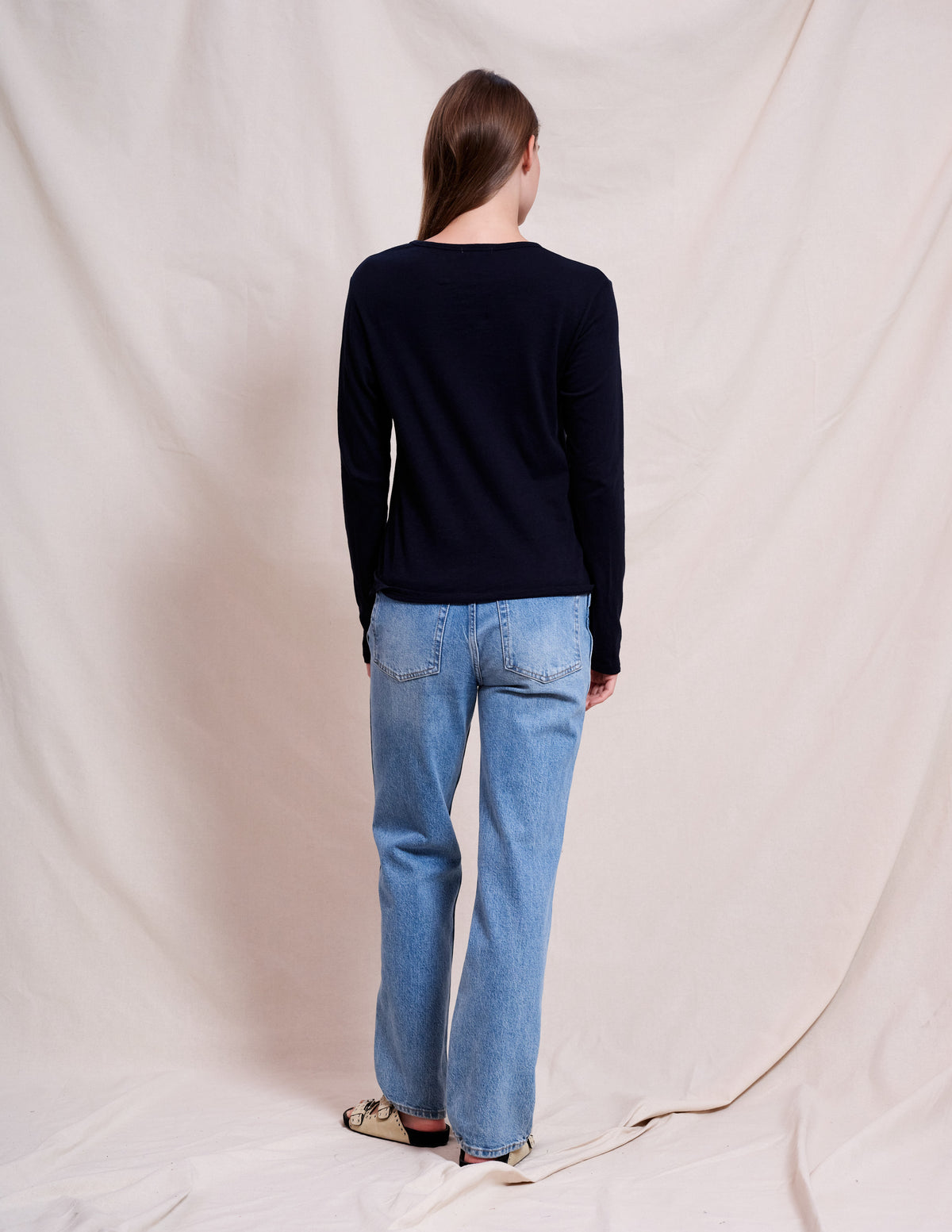 Sundry Long Sleeve Crew in Deep Navy