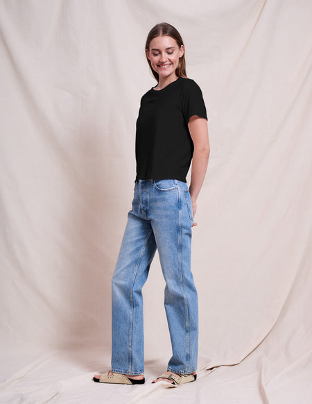 Sundry Crew Neck Tee in Black