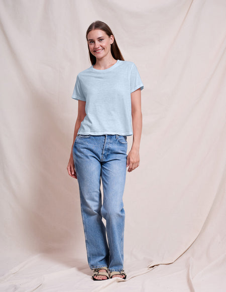 Sundry Crew Neck Tee in Chambray